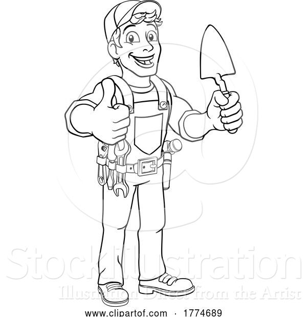 Vector Illustration of Trowel Construction Site Builder Handyman