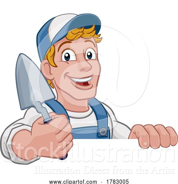 Vector Illustration of Trowel Construction Site Builder Handyman