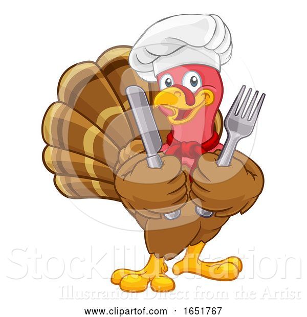 Vector Illustration of Turkey Chef Thanksgiving or Christmas