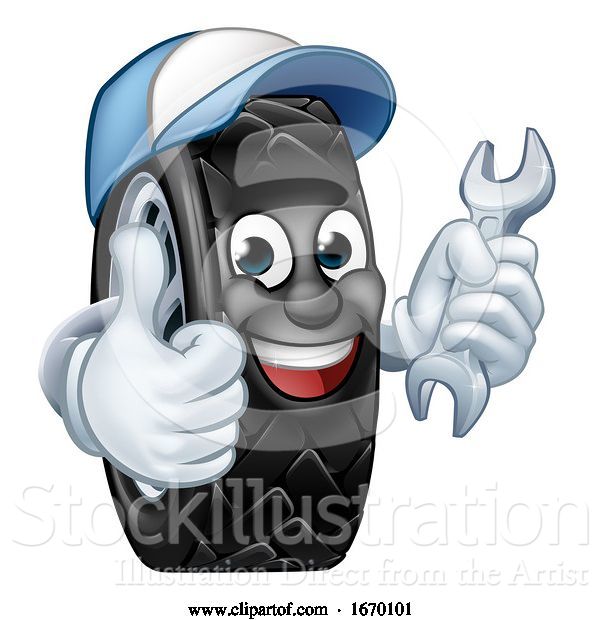 Vector Illustration of Tyre Car Mechanic Service Mascot