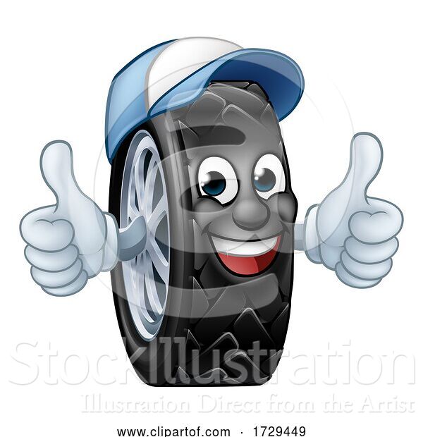 Vector Illustration of Tyre Car Mechanic Service Mascot