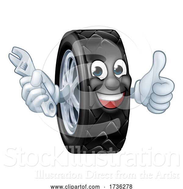 Vector Illustration of Tyre Car Mechanic Service Mascot