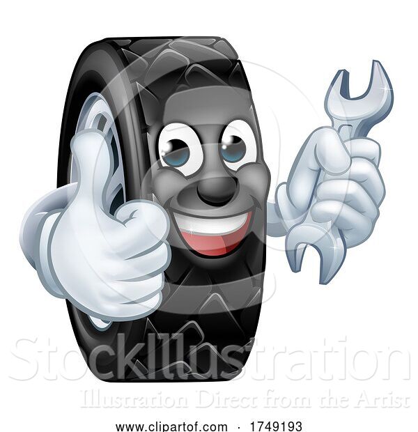 Vector Illustration of Tyre Car Mechanic Service Mascot