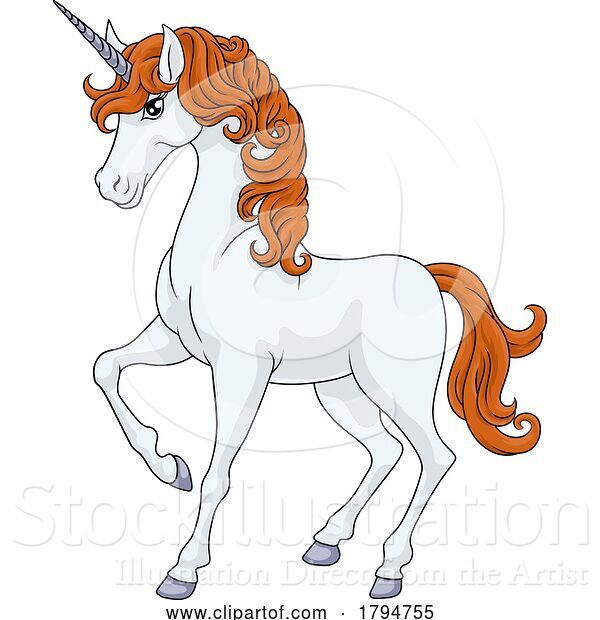 Vector Illustration of Unicorn Horn Horse Animal Mascot from Myth