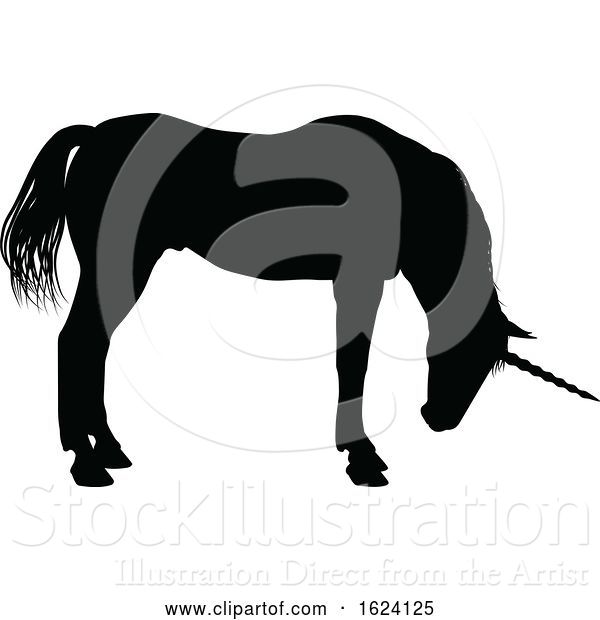 Vector Illustration of Unicorn Silhouette Horned Horse