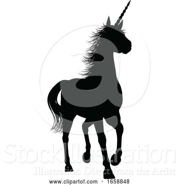 Vector Illustration of Unicorn Silhouette Horned Horse