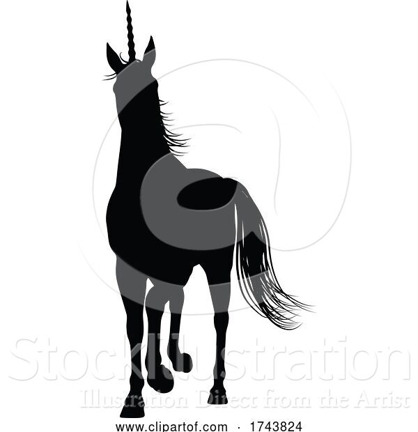 Vector Illustration of Unicorn Silhouette Horned Horse