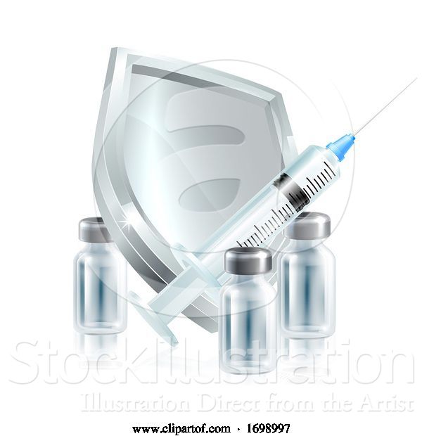 Vector Illustration of Vaccination Injection Syringe Immunization Shield