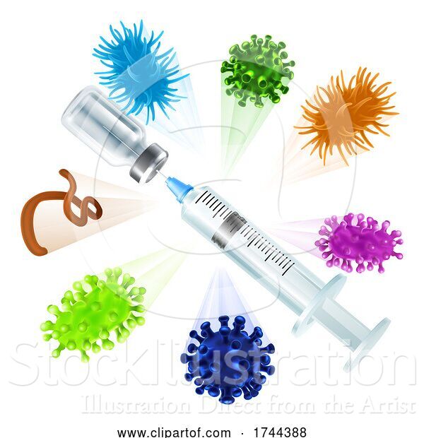 Vector Illustration of Vaccine Syringe Virus Vaccination Medical Concept