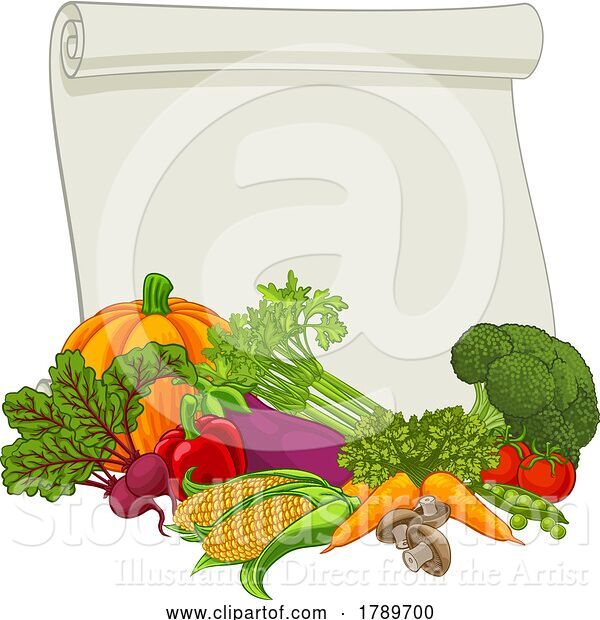 Vector Illustration of Vegetable Produce Food Scroll Background