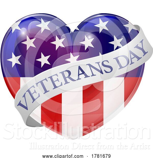 Vector Illustration of Veterans Day American Flag Heart