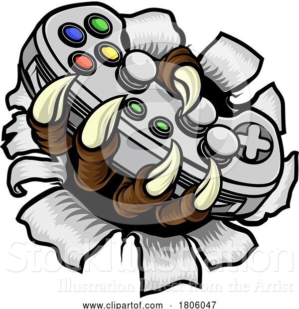 Vector Illustration of Video Gamer Game Gaming Controller Claw Hand