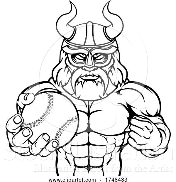 Vector Illustration of Viking Baseball Sports Mascot