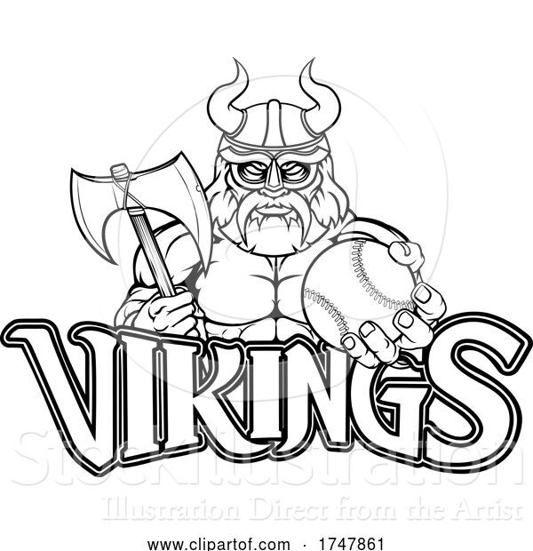 Vector Illustration of Viking Baseball Sports Mascot