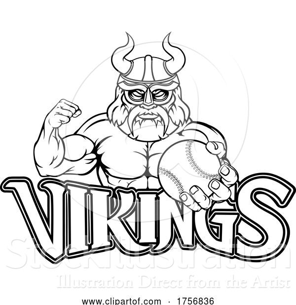 Vector Illustration of Viking Baseball Sports Mascot