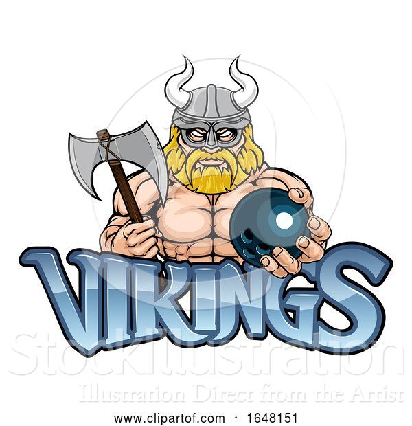 Vector Illustration of Viking Bowling Sports Mascot