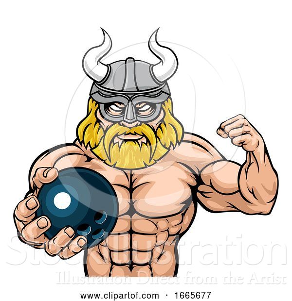 Vector Illustration of Viking Bowling Sports Mascot