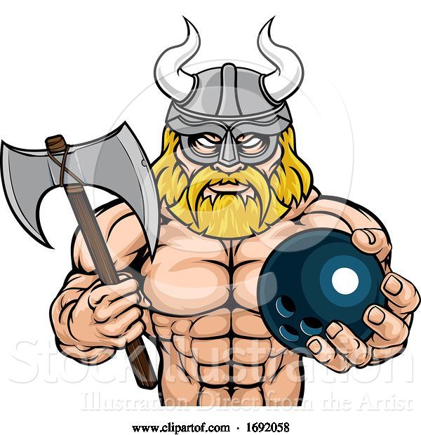 Vector Illustration of Viking Bowling Sports Mascot