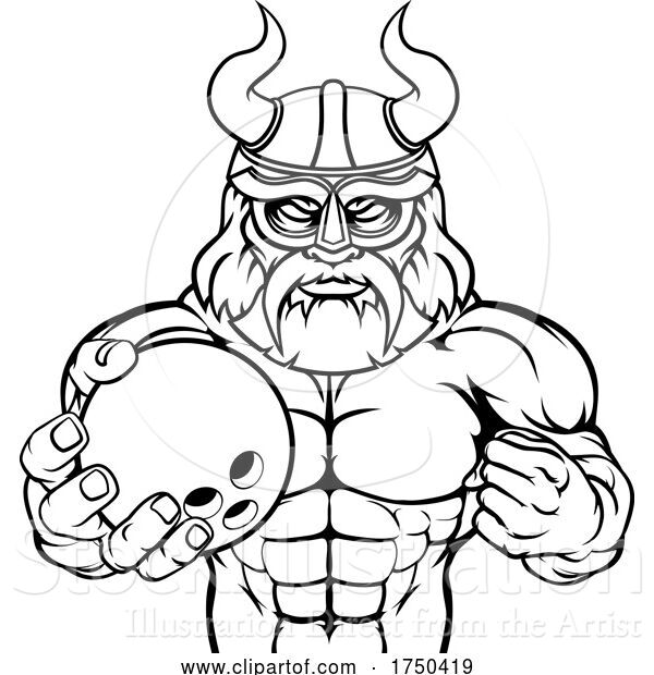 Vector Illustration of Viking Bowling Sports Mascot