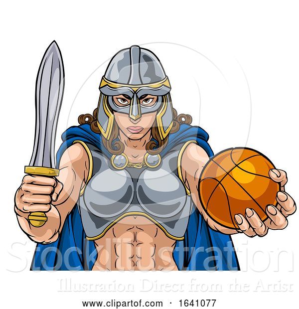 Vector Illustration of Viking Celtic Knight Basketball Warrior Lady