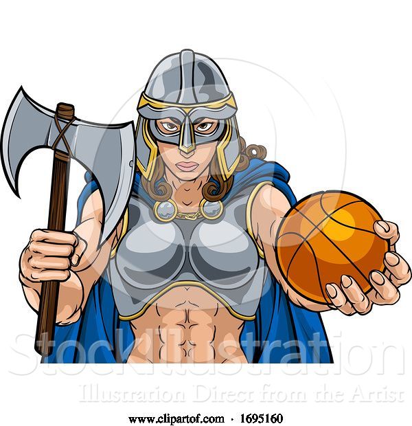 Vector Illustration of Viking Celtic Knight Basketball Warrior Lady