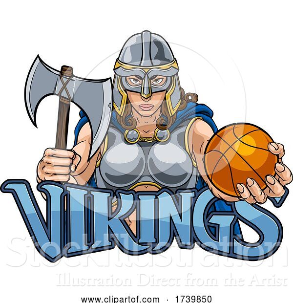 Vector Illustration of Viking Celtic Knight Basketball Warrior Lady