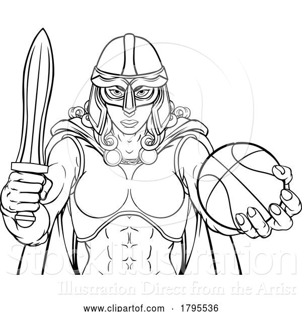 Vector Illustration of Viking Celtic Knight Basketball Warrior Lady