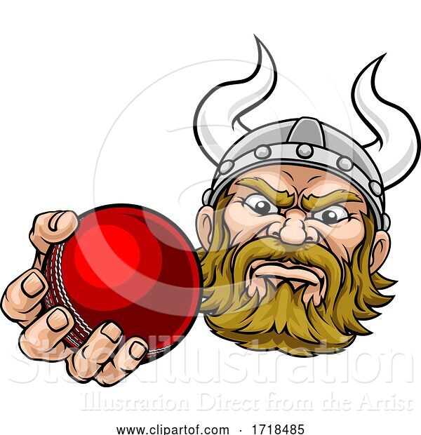 Vector Illustration of Viking Cricket Ball Sports Mascot