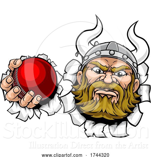 Vector Illustration of Viking Cricket Ball Sports Mascot