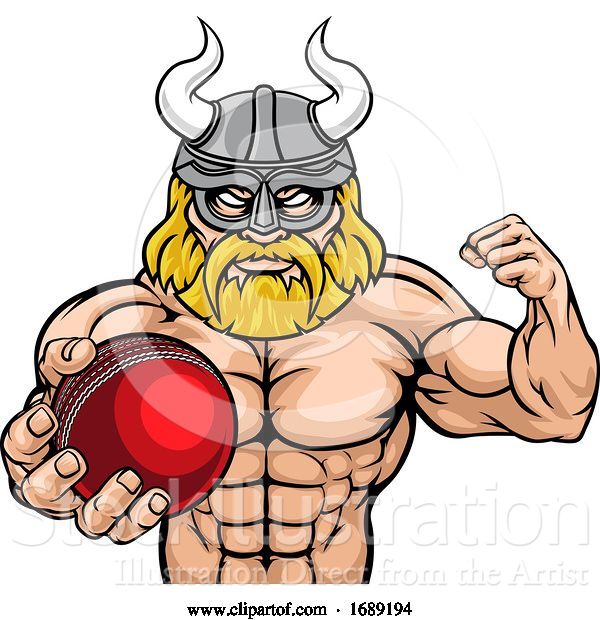 Vector Illustration of Viking Cricket Sports Mascot