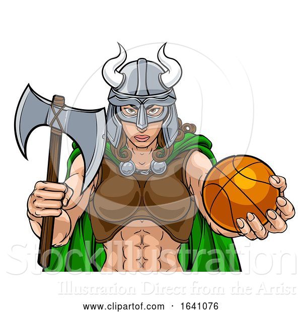Vector Illustration of Viking Female Gladiator Basketball Warrior Lady
