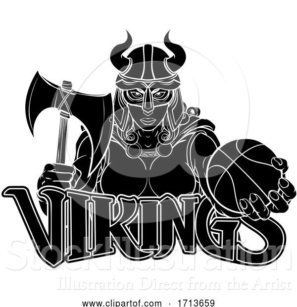 Vector Illustration of Viking Female Gladiator Basketball Warrior Lady