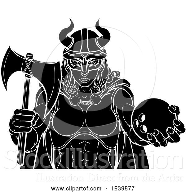 Vector Illustration of Viking Female Gladiator Bowling Warrior Lady