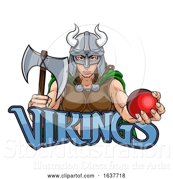Vector Illustration of Viking Female Gladiator Cricket Warrior Lady