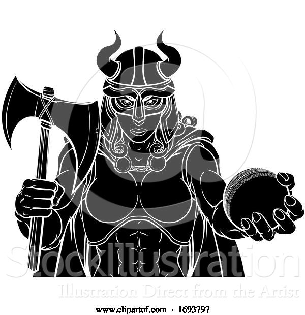 Vector Illustration of Viking Female Gladiator Cricket Warrior Lady