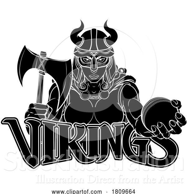 Vector Illustration of Viking Female Gladiator Cricket Warrior Lady