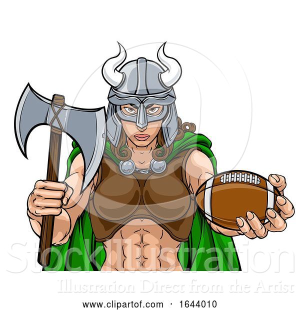 Vector Illustration of Viking Female Gladiator Football Warrior Lady