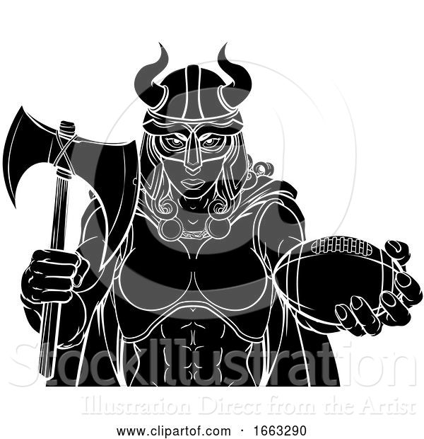 Vector Illustration of Viking Female Gladiator Football Warrior Lady