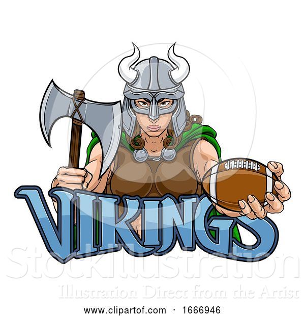 Vector Illustration of Viking Female Gladiator Football Warrior Lady