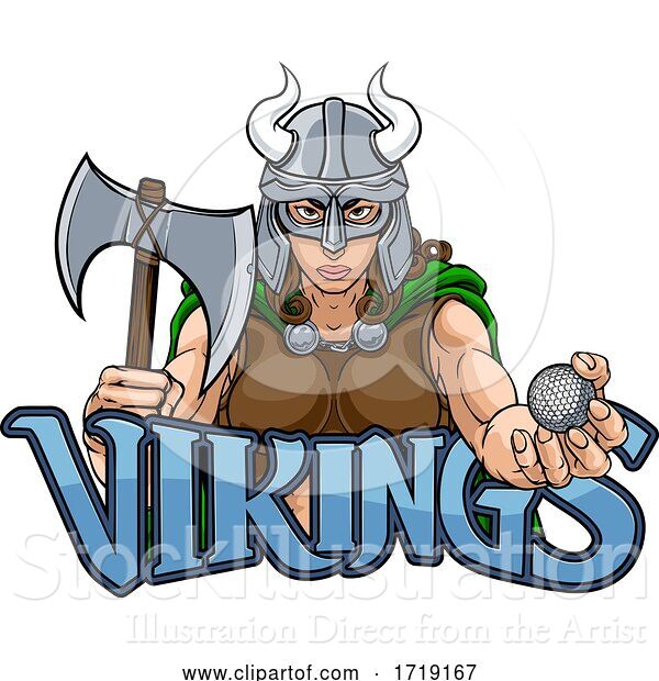 Vector Illustration of Viking Female Gladiator Golf Warrior Lady