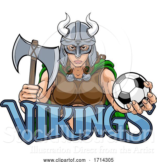 Vector Illustration of Viking Female Gladiator Soccer Warrior Lady