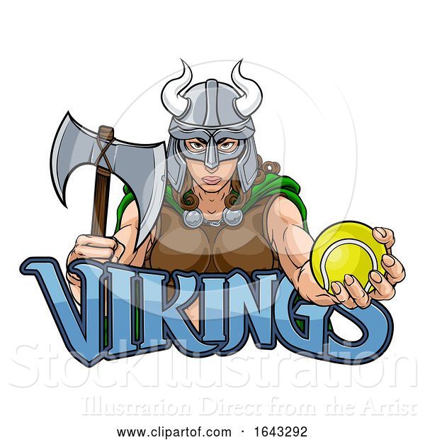 Vector Illustration of Viking Female Gladiator Tennis Warrior Lady