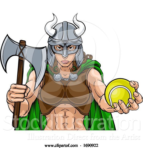 Vector Illustration of Viking Female Gladiator Tennis Warrior Lady