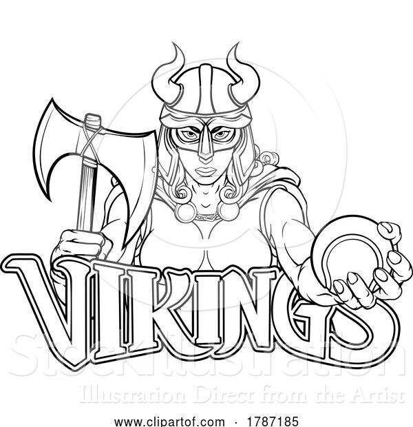 Vector Illustration of Viking Female Gladiator Tennis Warrior Lady