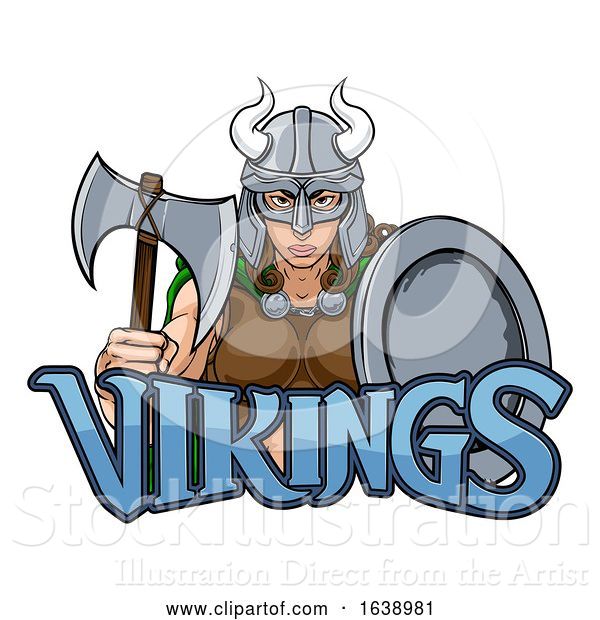 Vector Illustration of Viking Female Gladiator Warrior Lady Team Mascot