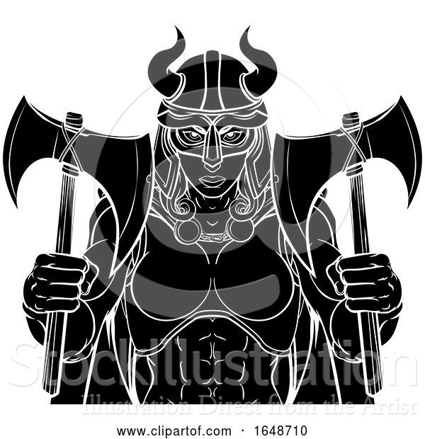 Vector Illustration of Viking Female Gladiator Warrior Lady Team Mascot
