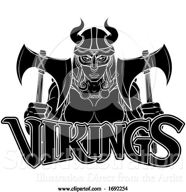 Vector Illustration of Viking Female Gladiator Warrior Lady Team Mascot