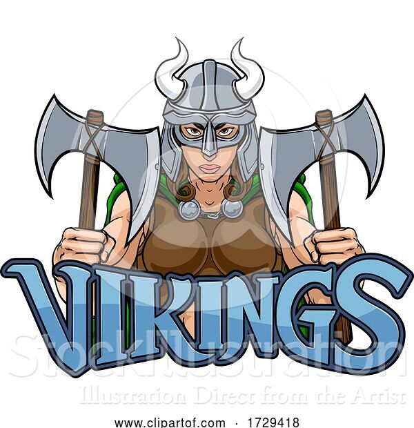 Vector Illustration of Viking Female Gladiator Warrior Lady Team Mascot
