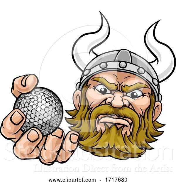 Vector Illustration of Viking Golf Ball Sports Mascot