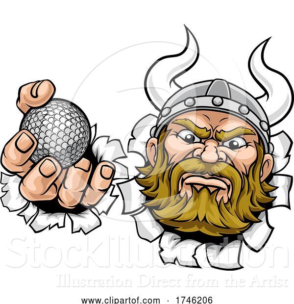 Vector Illustration of Viking Golf Ball Sports Mascot